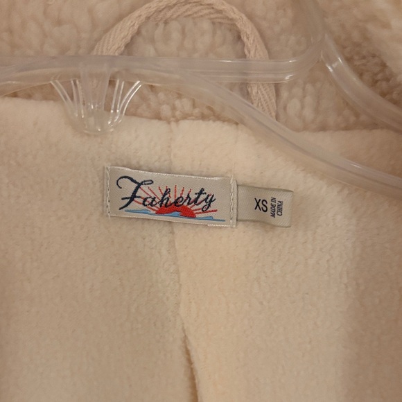 Faherty Cream Teddy Jacket with Tan Accents - Picture 2 of 4